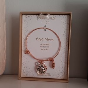 FOOTNOTES Best Mom Rose Gold Stainless Steel Bangle Bracelet in Gift Box